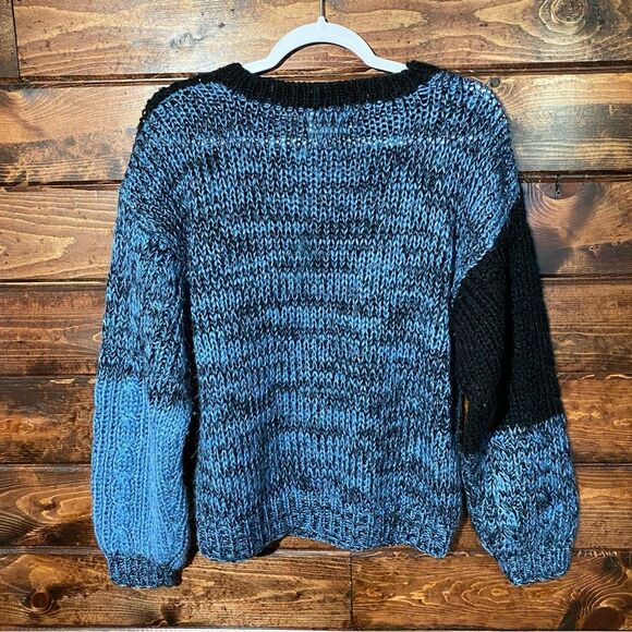 90's Vintage Evian ll Knitted By Hand Chunky Knit Sweater Women's Size M - Picture 15 of 15